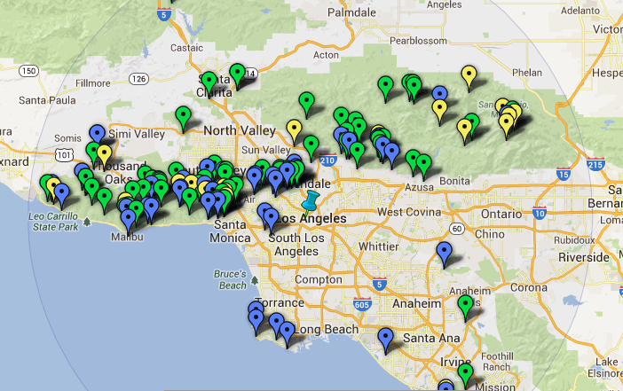 Hike Finder Map Los Angeles Image
